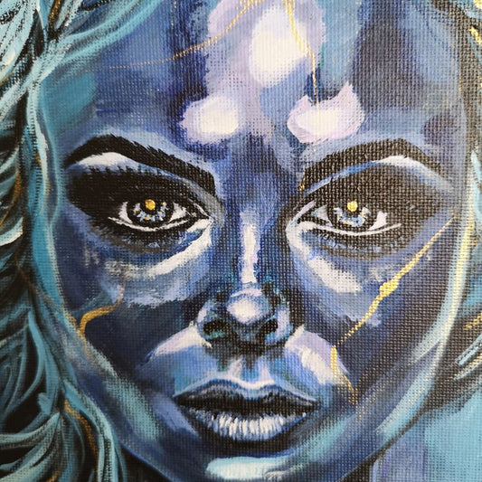 Abstraktes Mixed Media Portrait als Originalgemälde, zeitgenössische Kunst von Marika Junikajtes, Deutschland