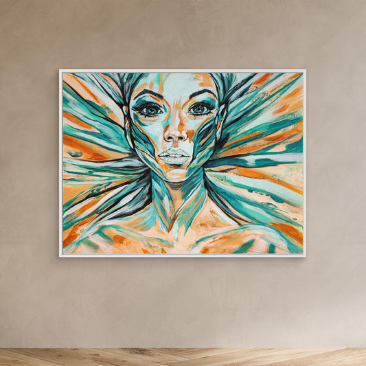 Abstraktes Mixed Media Portrait als Leinwanddruck, zeitgenössische Kunst von Marika Junikajtes, Deutschland