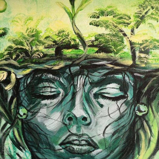 Abstraktes Mixed Media Portrait als Originalgemälde, zeitgenössische Kunst von Marika Junikajtes, Deutschland