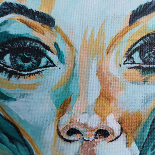 Abstraktes Mixed Media Portrait als Originalgemälde, zeitgenössische Kunst von Marika Junikajtes, Deutschland