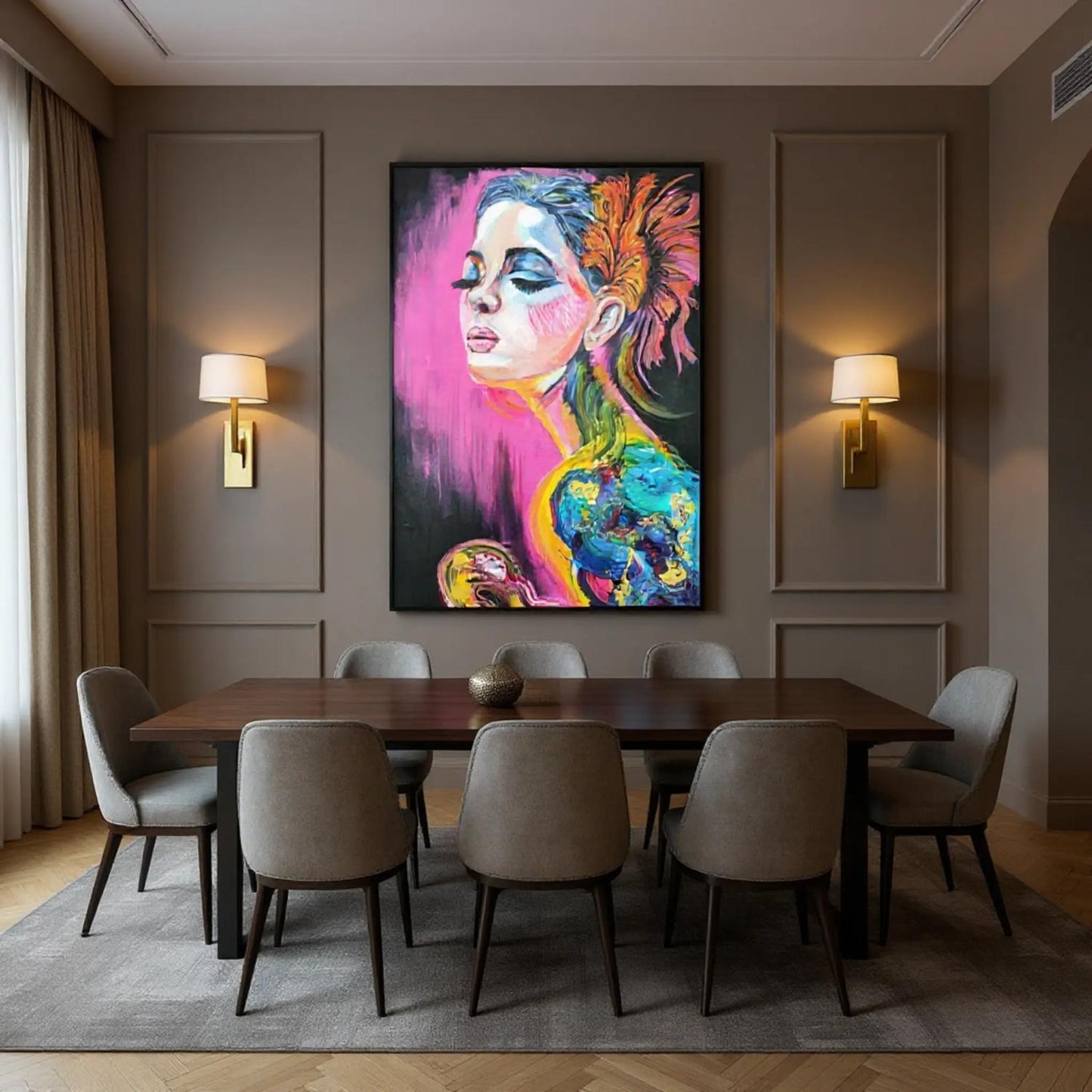 Originalgemälde The Weight Of Petals von Contemporary Artist Marika Junikajtes. Art with Soul. Mixed Media (Acryl, Öl, Pouring) auf Leinwand