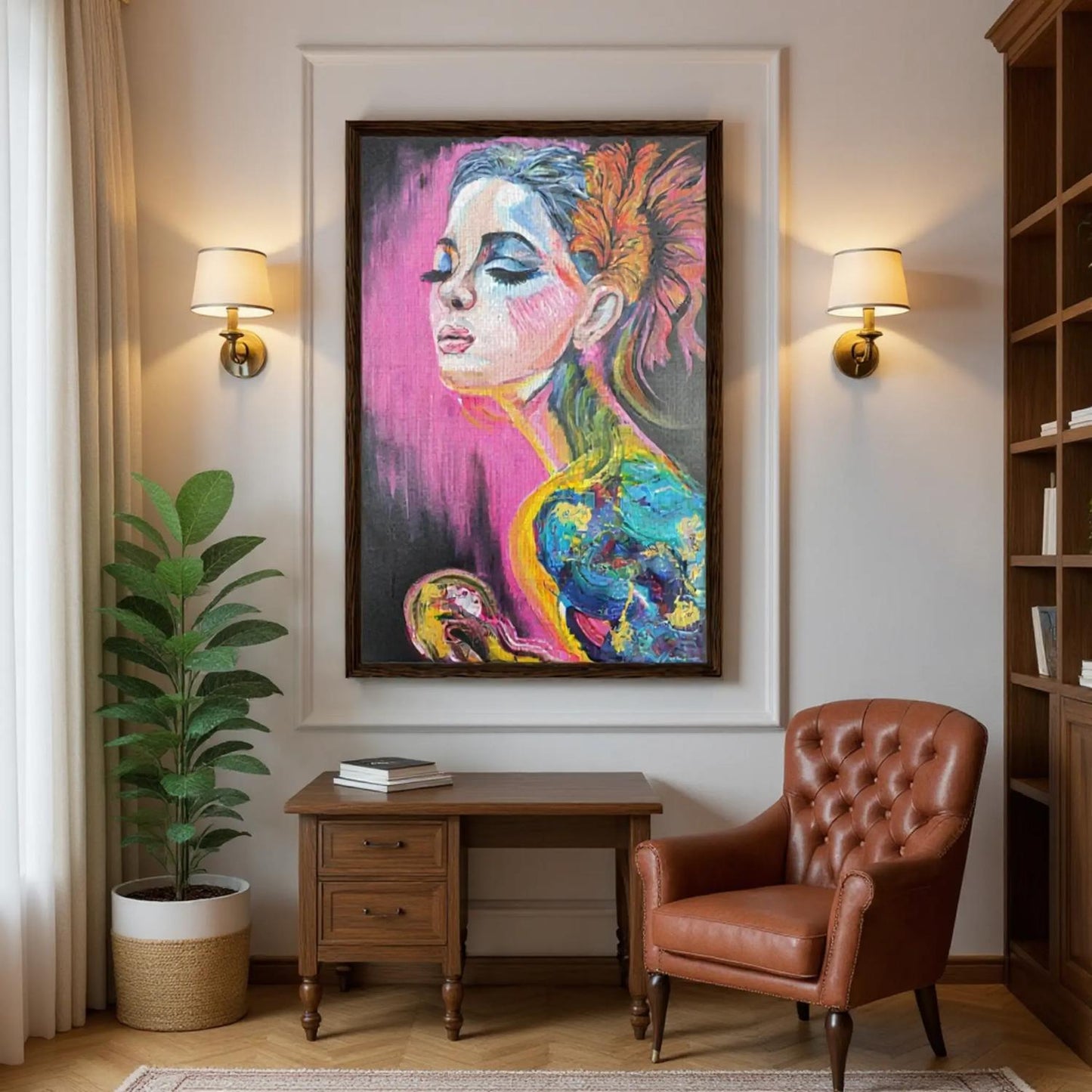 Originalgemälde The Weight Of Petals von Contemporary Artist Marika Junikajtes. Art with Soul. Mixed Media (Acryl, Öl, Pouring) auf Leinwand