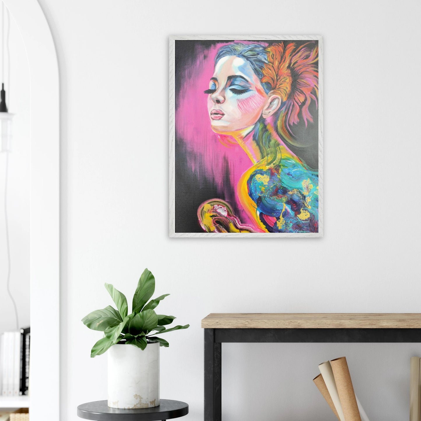 Originalgemälde The Weight Of Petals von Contemporary Artist Marika Junikajtes. Art with Soul. Mixed Media (Acryl, Öl, Pouring) auf Leinwand