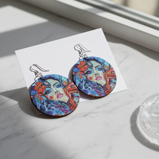 Designer Holz Ohrringe Rising Into Freedom