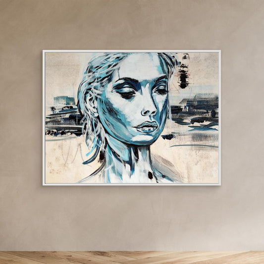 Abstraktes Mixed Media Portrait als Leinwanddruck, zeitgenössische Kunst von Marika Junikajtes, Deutschland