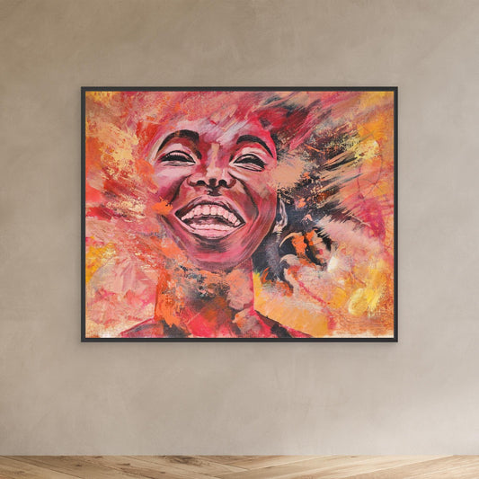 Abstraktes Mixed Media Portrait als Leinwanddruck, zeitgenössische Kunst von Marika Junikajtes, Deutschland