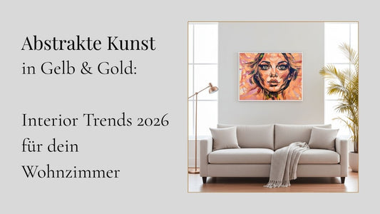 Abstrakte Kunst in Gelb & Gold: Interior Trends 2026 für dein Wohnzimmer