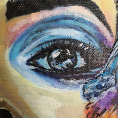 Abstraktes Mixed Media Portrait als Originalgemälde, zeitgenössische Kunst von Marika Junikajtes, Deutschland
