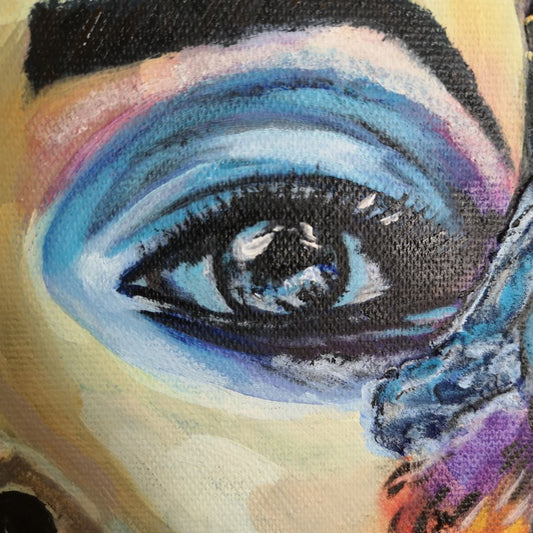 Abstraktes Mixed Media Portrait als Originalgemälde, zeitgenössische Kunst von Marika Junikajtes, Deutschland
