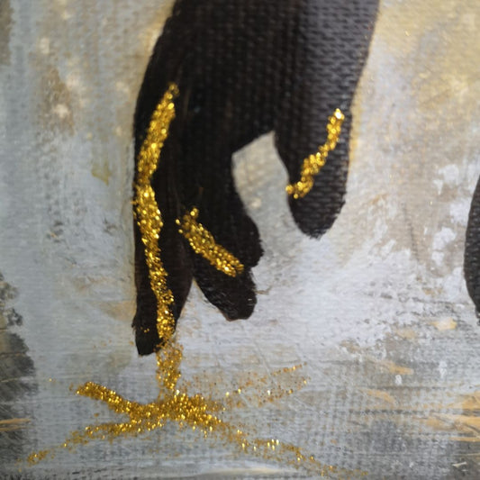 Abstraktes Mixed Media Portrait als Originalgemälde, zeitgenössische Kunst von Marika Junikajtes, Deutschland
