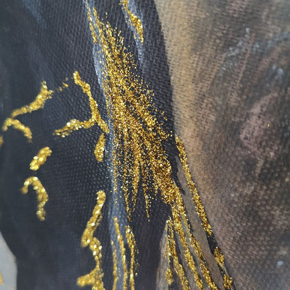 Abstraktes Mixed Media Portrait als Originalgemälde, zeitgenössische Kunst von Marika Junikajtes, Deutschland
