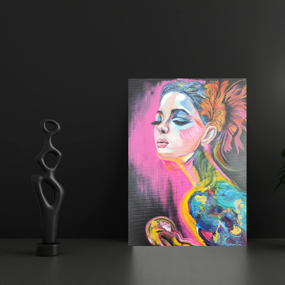 Originalgemälde The Weight Of Petals von Contemporary Artist Marika Junikajtes. Art with Soul. Mixed Media (Acryl, Öl, Pouring) auf Leinwand 