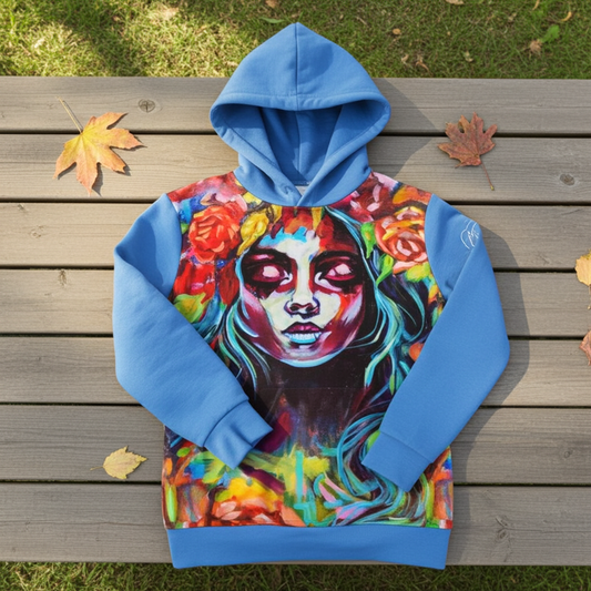 Designer Hoodie Beauty Of Darkness Hoodie Arme blau
