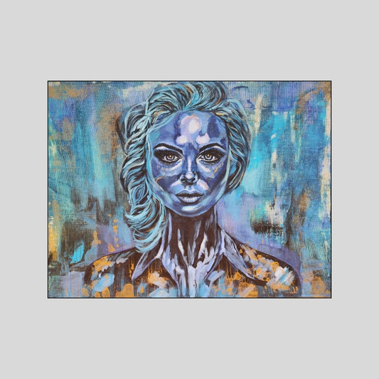 Abstraktes Mixed Media Portrait als Originalgemälde, zeitgenössische Kunst von Marika Junikajtes, Deutschland
