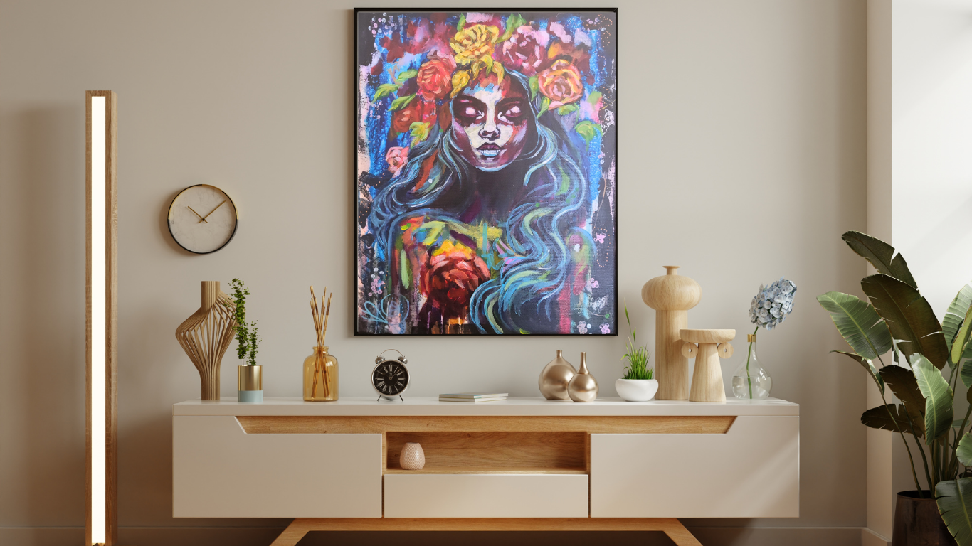 Originalgemälde Beauty Of Darkness von Contemporary Artist Marika Junikajtes. Art with Soul. Mixed Media (Acryl, Pouring) auf Leinwand 