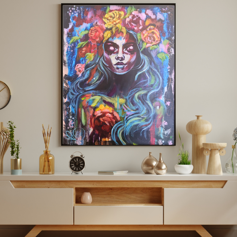 Originalgemälde Beauty Of Darkness von Contemporary Artist Marika Junikajtes. Art with Soul. Mixed Media (Acryl, Pouring) auf Leinwand 