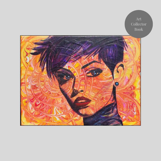 Abstraktes Mixed Media Portrait als Originalgemälde, zeitgenössische Kunst von Marika Junikajtes, Deutschland
