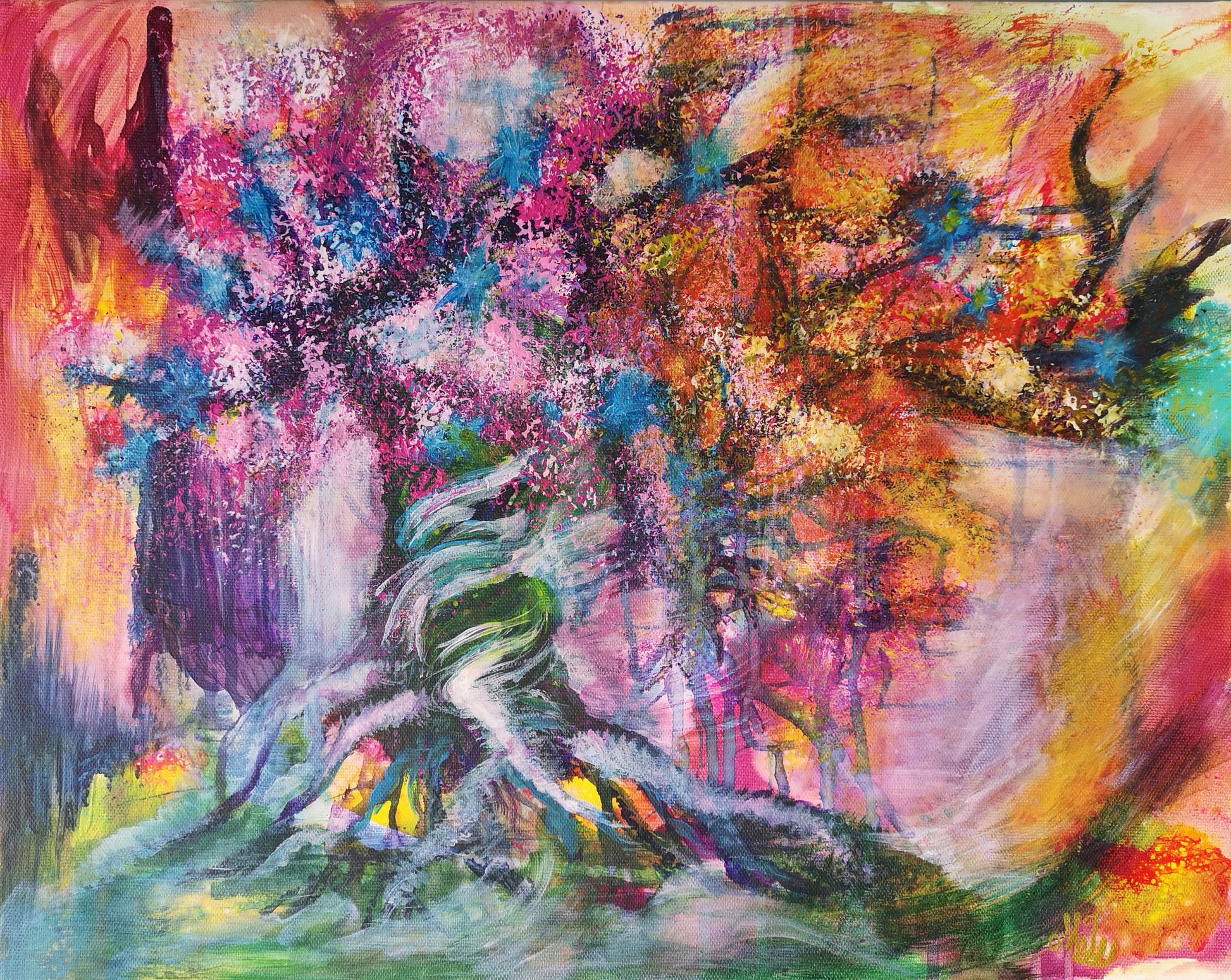 Beneath The Breath Of Eden, Originalgemälde von der zeitgenössischen Künstlerin Marika Junikajtes