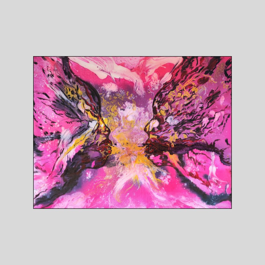 Abstraktes Mixed Media Portrait als Originalgemälde, zeitgenössische Kunst von Marika Junikajtes, Deutschland
