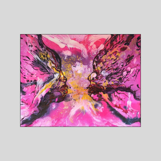 Abstraktes Mixed Media Portrait als Originalgemälde, zeitgenössische Kunst von Marika Junikajtes, Deutschland
