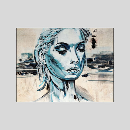 Abstraktes Mixed Media Portrait als Originalgemälde, zeitgenössische Kunst von Marika Junikajtes, Deutschland
