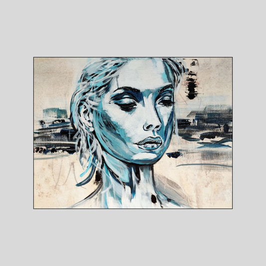 Abstraktes Mixed Media Portrait als Originalgemälde, zeitgenössische Kunst von Marika Junikajtes, Deutschland
