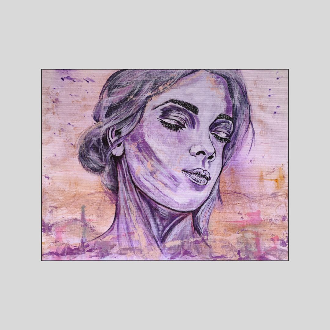 Abstraktes Mixed Media Portrait als Originalgemälde, zeitgenössische Kunst von Marika Junikajtes, Deutschland
