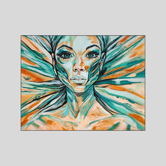 Abstraktes Mixed Media Portrait als Originalgemälde, zeitgenössische Kunst von Marika Junikajtes, Deutschland
