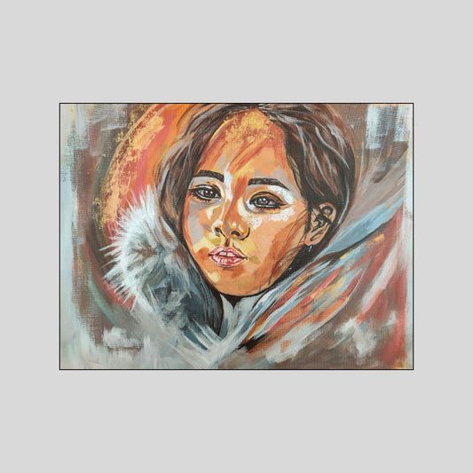 Abstraktes Mixed Media Portrait als Originalgemälde, zeitgenössische Kunst von Marika Junikajtes, Deutschland
