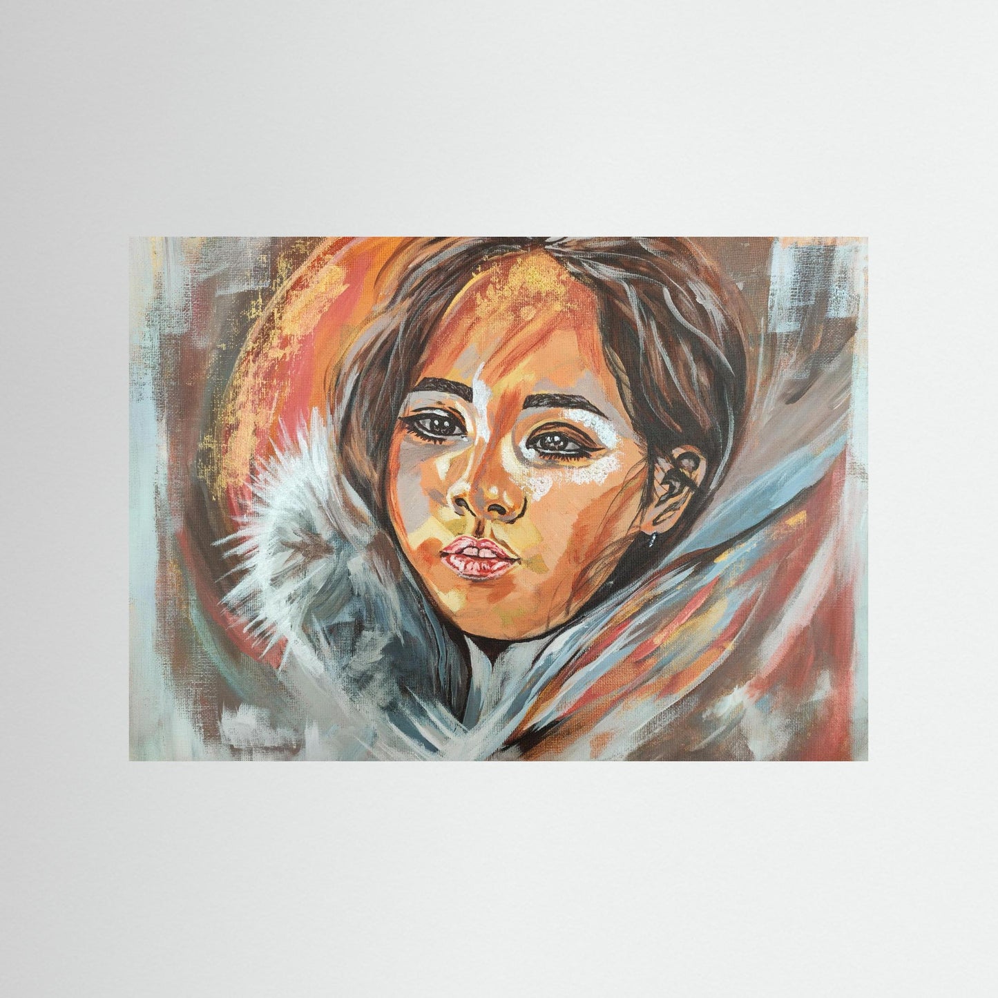 Abstraktes Mixed Media Portrait als Fine Art Print, zeitgenössische Kunst von Marika Junikajtes, Deutschland
