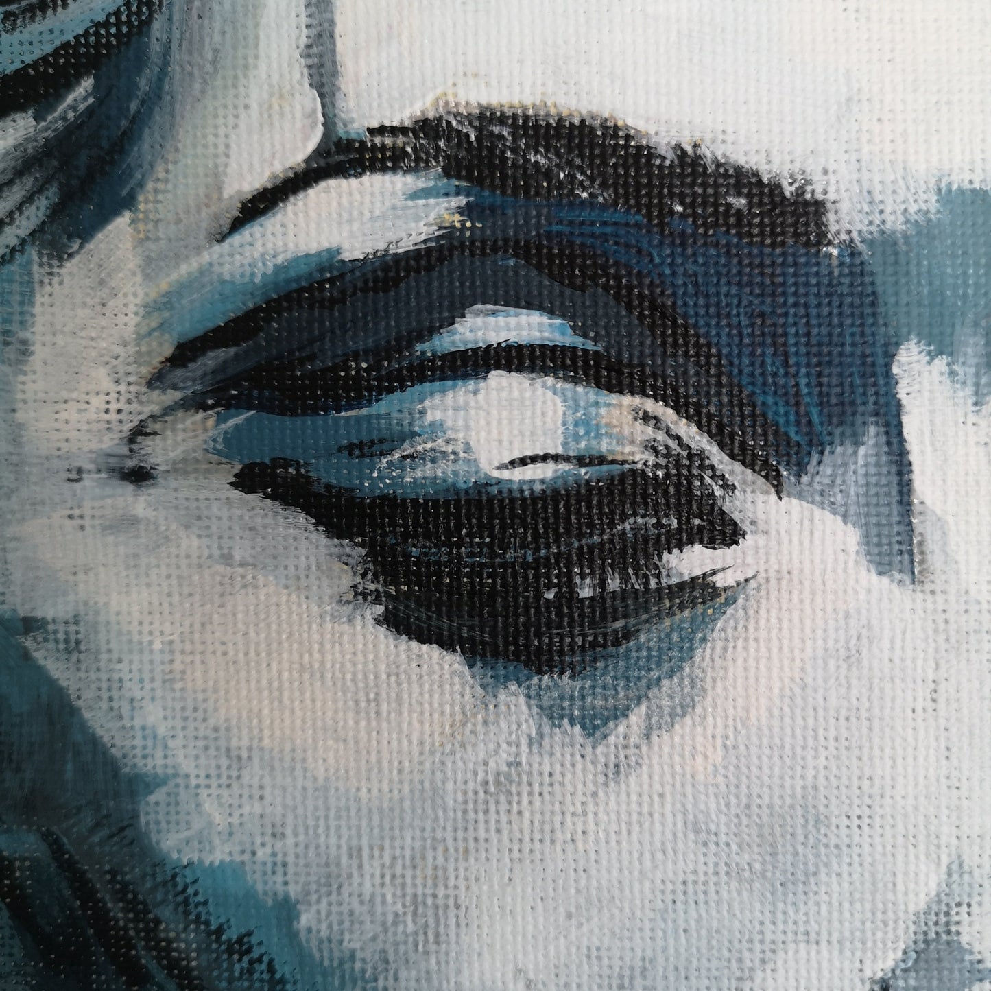 Abstraktes Mixed Media Portrait als Originalgemälde, zeitgenössische Kunst von Marika Junikajtes, Deutschland
