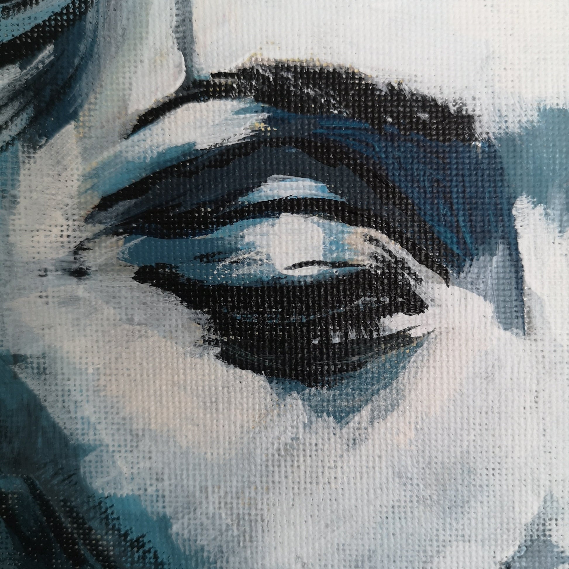 Abstraktes Mixed Media Portrait als Originalgemälde, zeitgenössische Kunst von Marika Junikajtes, Deutschland
