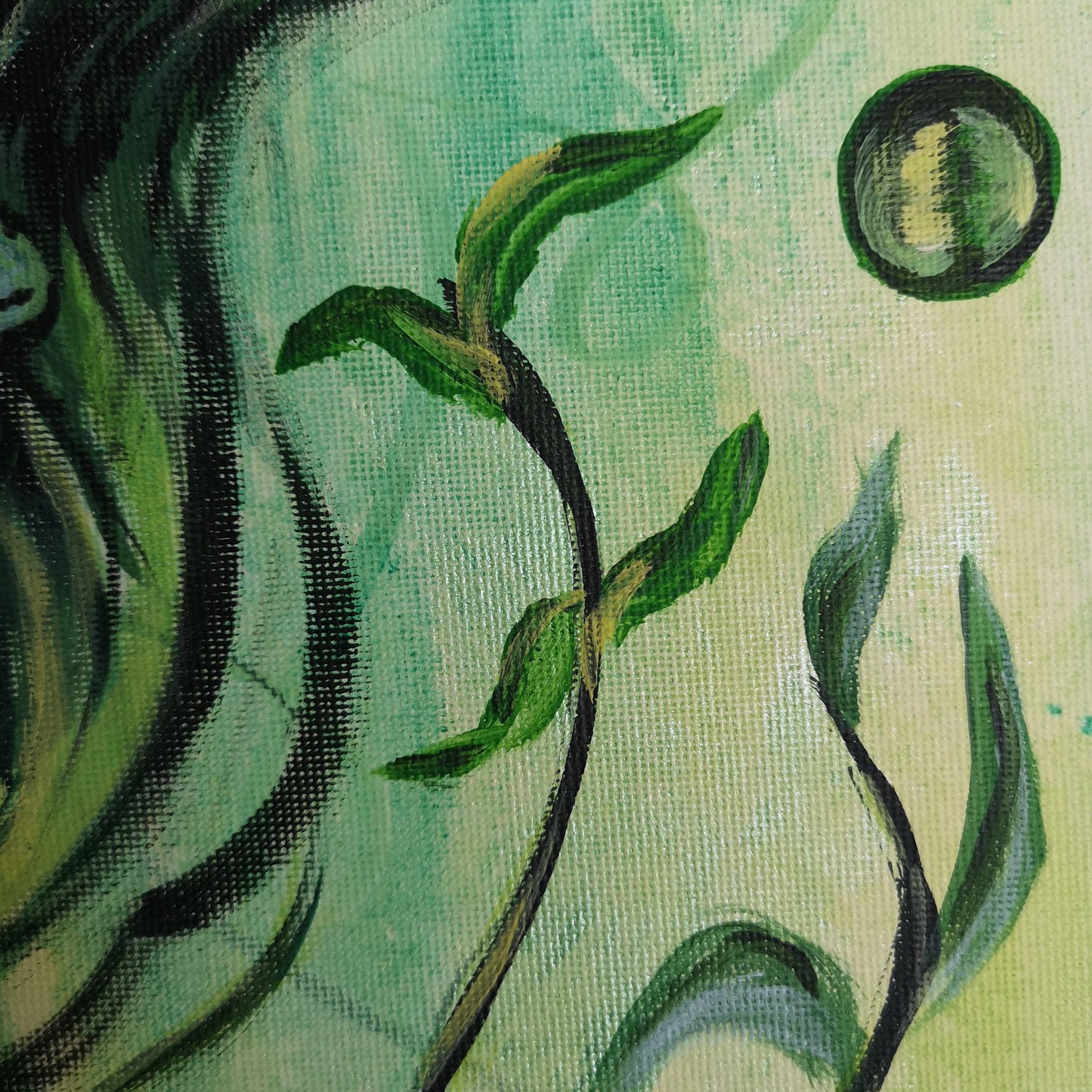 Abstraktes Mixed Media Portrait als Originalgemälde, zeitgenössische Kunst von Marika Junikajtes, Deutschland
