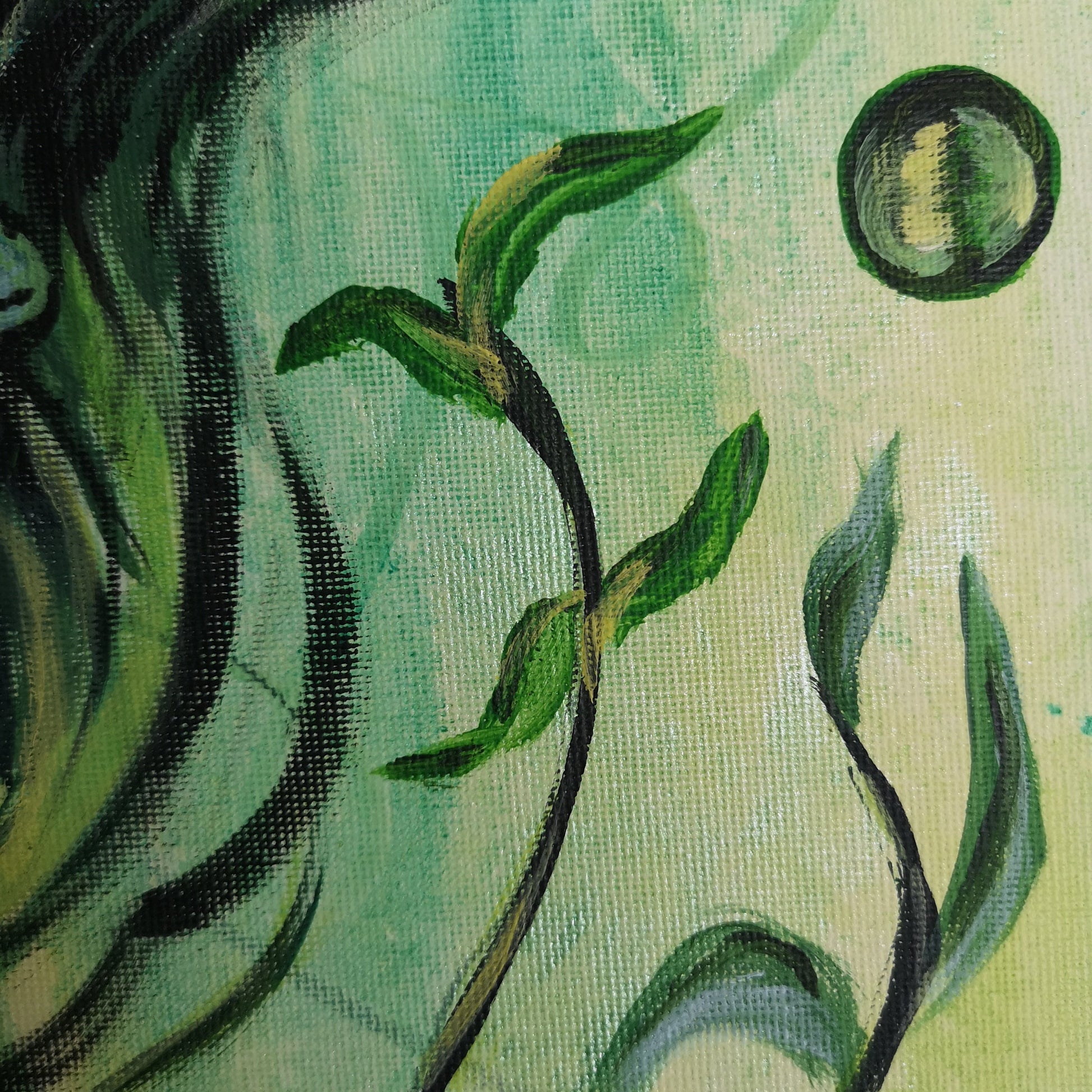 Abstraktes Mixed Media Portrait als Originalgemälde, zeitgenössische Kunst von Marika Junikajtes, Deutschland
