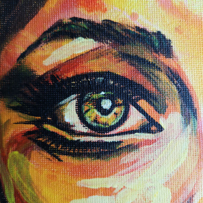 Abstraktes Mixed Media Portrait als Originalgemälde, zeitgenössische Kunst von Marika Junikajtes, Deutschland
