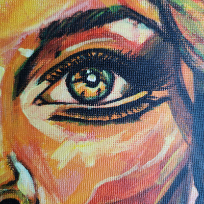 Abstraktes Mixed Media Portrait als Originalgemälde, zeitgenössische Kunst von Marika Junikajtes, Deutschland
