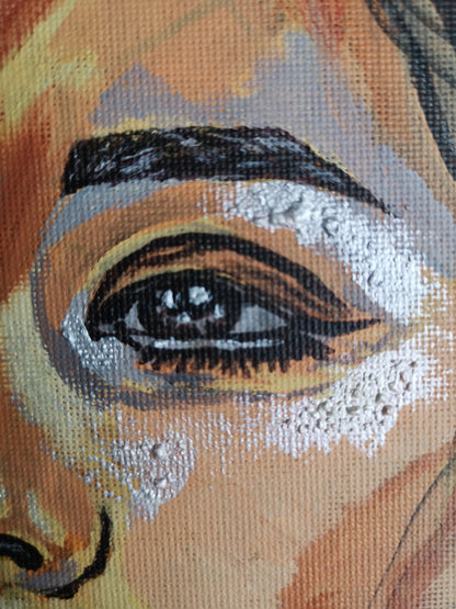 Abstraktes Mixed Media Portrait als Originalgemälde, zeitgenössische Kunst von Marika Junikajtes, Deutschland
