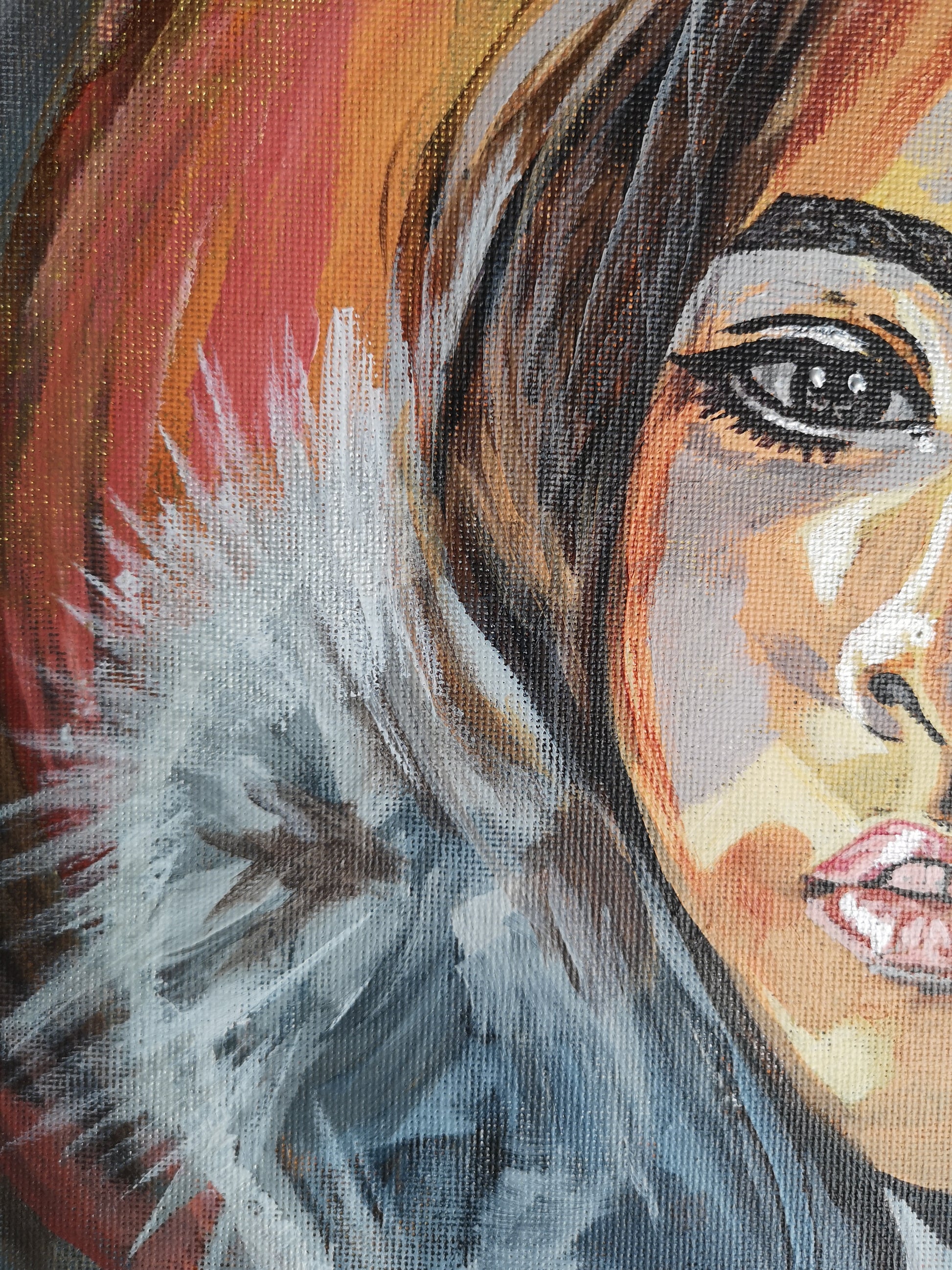 Abstraktes Mixed Media Portrait als Originalgemälde, zeitgenössische Kunst von Marika Junikajtes, Deutschland
