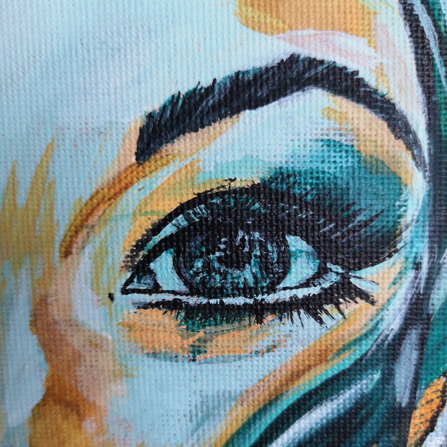 Abstraktes Mixed Media Portrait als Originalgemälde, zeitgenössische Kunst von Marika Junikajtes, Deutschland
