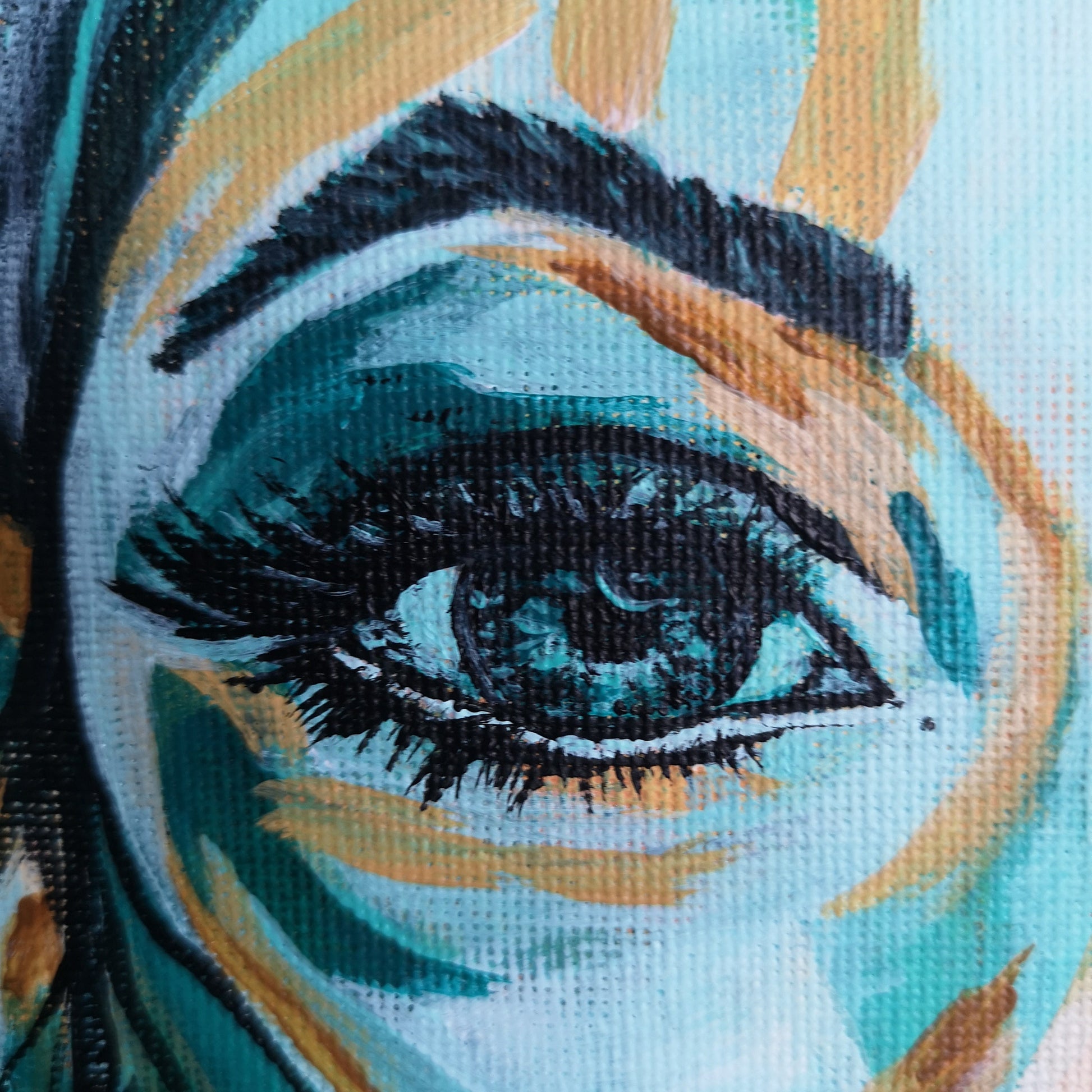 Abstraktes Mixed Media Portrait als Originalgemälde, zeitgenössische Kunst von Marika Junikajtes, Deutschland
