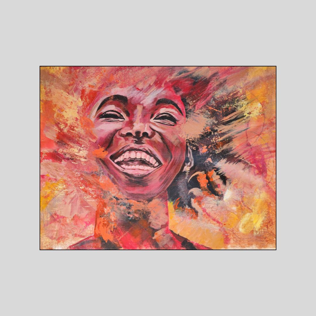 Abstraktes Mixed Media Portrait als Originalgemälde, zeitgenössische Kunst von Marika Junikajtes, Deutschland
