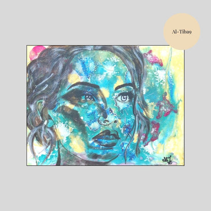 Abstraktes Mixed Media Portrait als Originalgemälde, zeitgenössische Kunst von Marika Junikajtes, Deutschland
