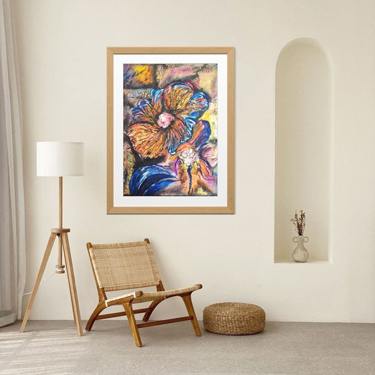 Originalgemälde She Plays With Fire von Contemporary Artist Marika Junikajtes. Art with Soul. Mixed Media (Acryl, Öl, Paper Collage, Modelling Paste) auf Leinwand 