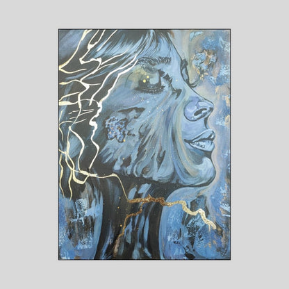 Beruhigendes abstraktes Bild in Pastell und Gold, Kintsugi Kunstwerk für Wellness und Entspannung, sanfte Wanddeko. Originalgemälde Sighs Of Relief von Marika Junikajtes.