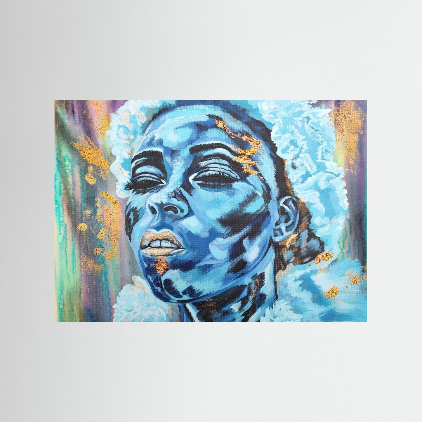 Abstraktes Mixed Media Portrait als Kunstdruck, zeitgenössische Kunst von Marika Junikajtes, Deutschland