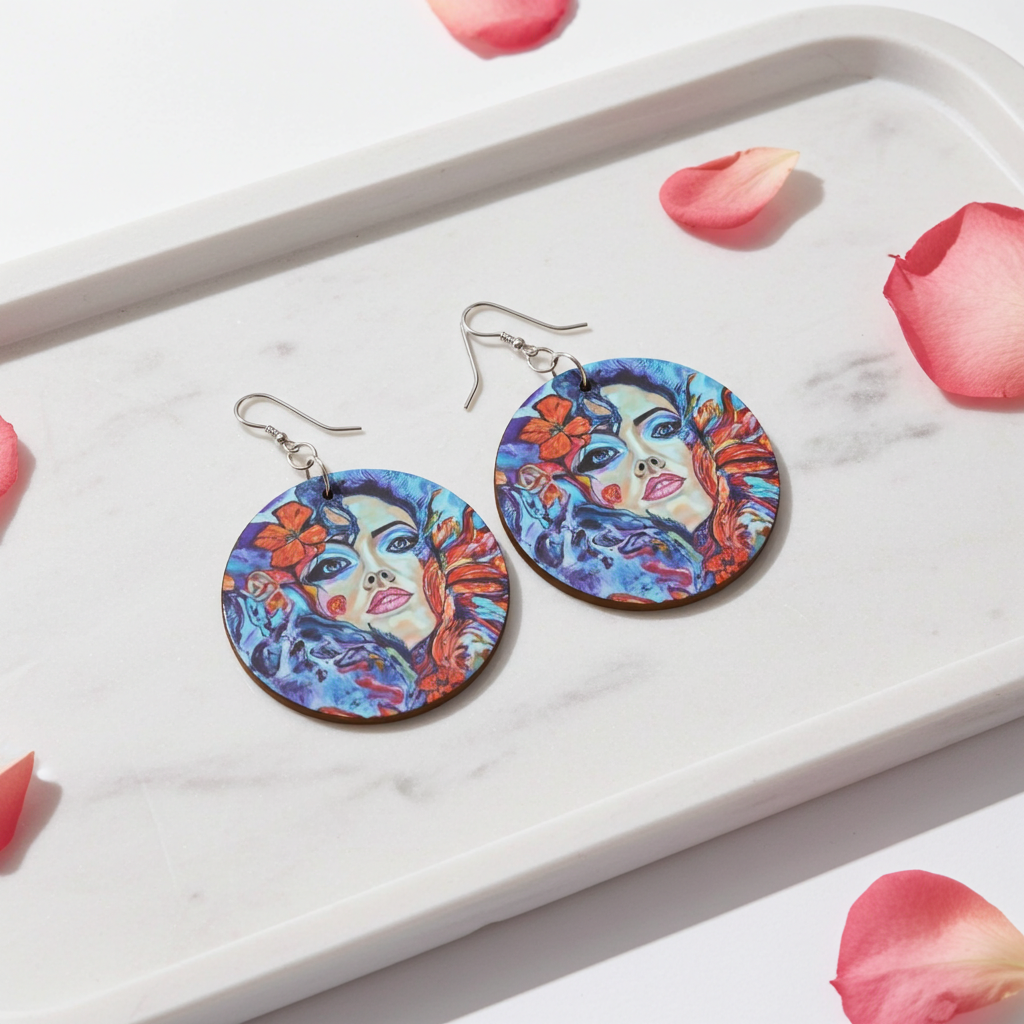 Designer Holz Ohrringe Rising Into Freedom