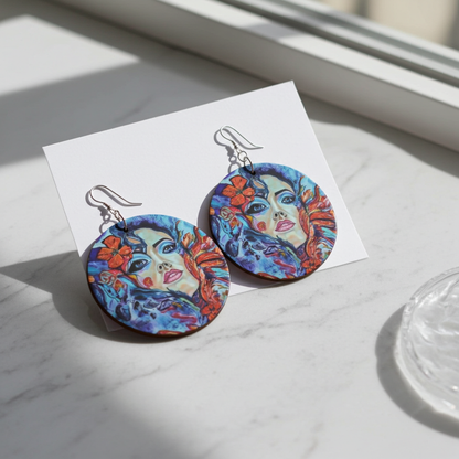 Designer Holz Ohrringe Rising Into Freedom