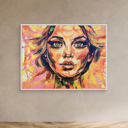 Abstraktes Mixed Media Portrait als Leinwanddruck, zeitgenössische Kunst von Marika Junikajtes, Deutschland
