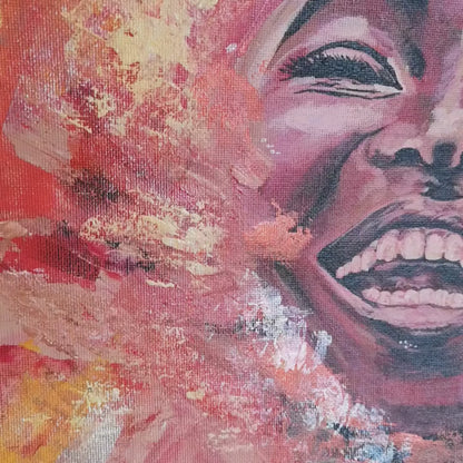 Abstraktes Mixed Media Portrait als Originalgemälde, zeitgenössische Kunst von Marika Junikajtes, Deutschland
