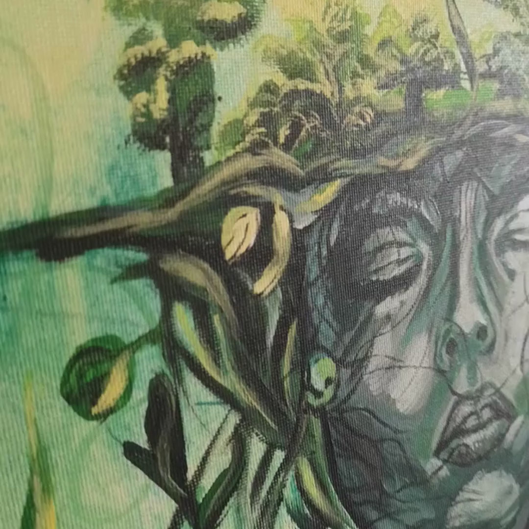 Abstraktes Mixed Media Portrait als Originalgemälde, zeitgenössische Kunst von Marika Junikajtes, Deutschland
